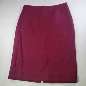 J.Crew Women Burgundy Wool Blend Professional No. 2 Pencil Skirt Size 0